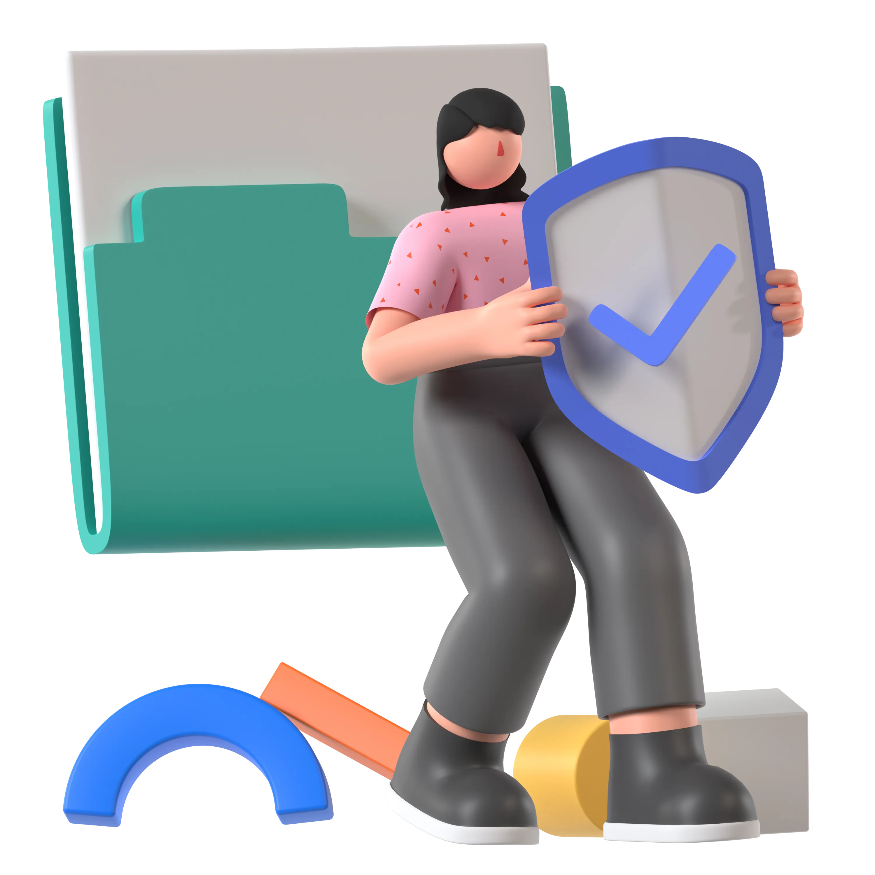 Ilustración 3D relacionada con software para seguros