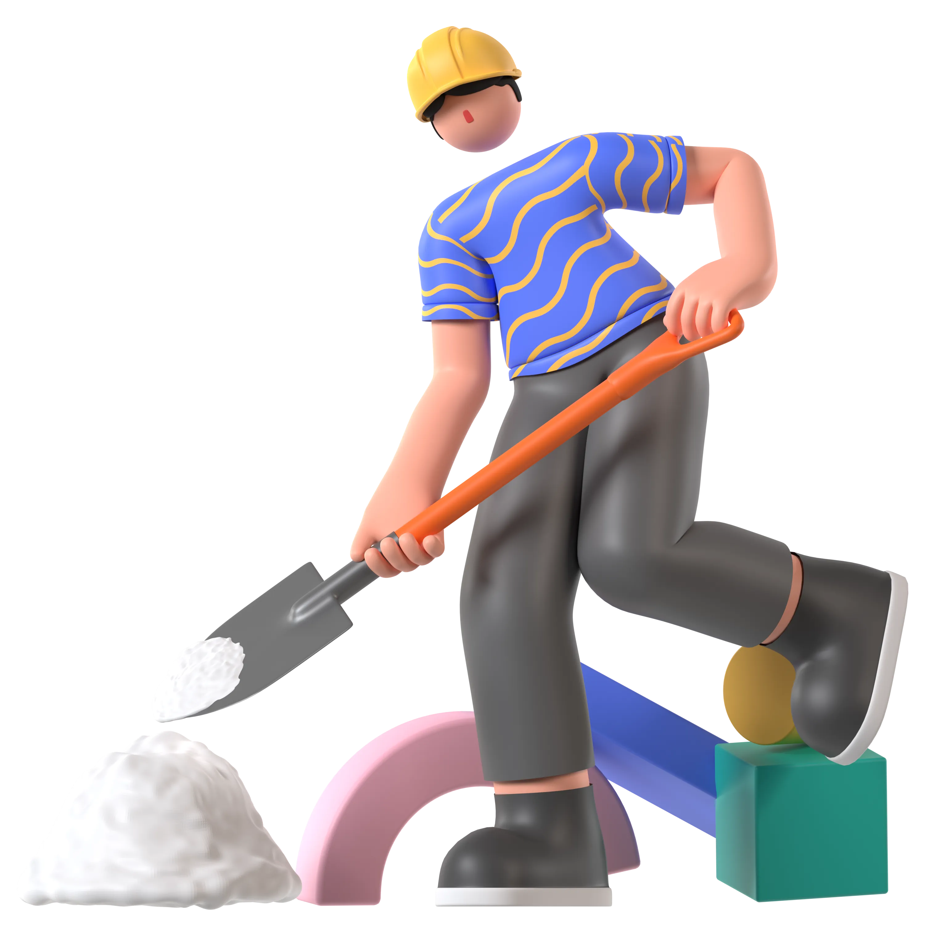 Ilustración 3D de una persona cavando un hoyo cada vez más profundo