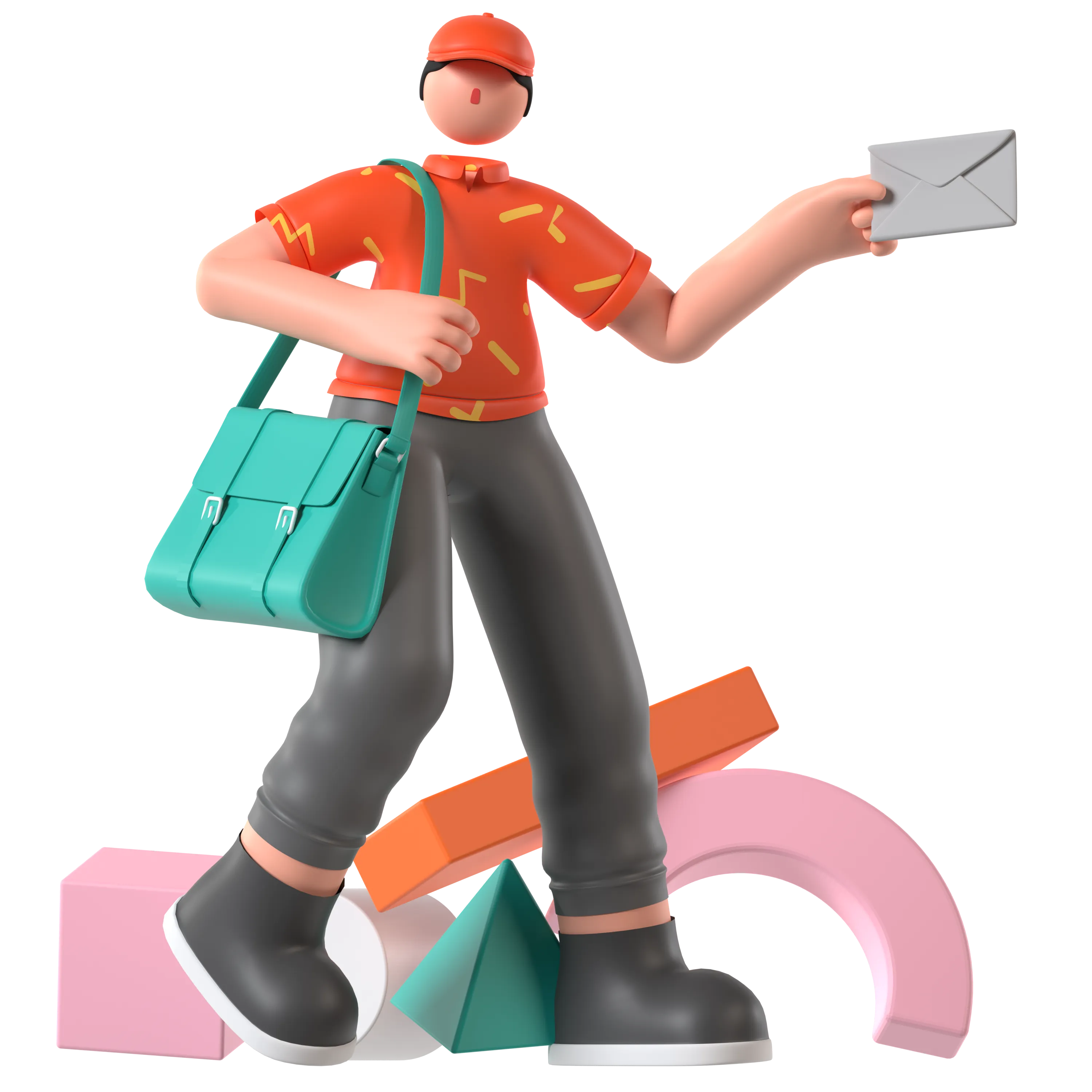 Ilustración 3D de una persona entregando documentos