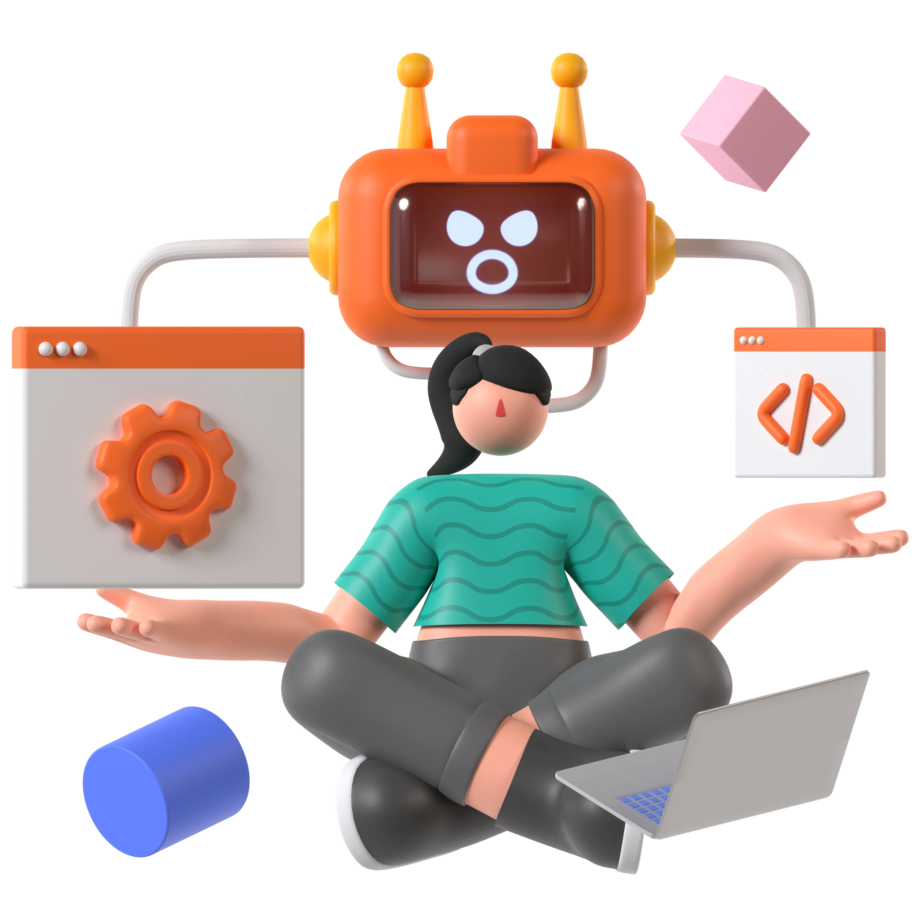 Ilustración 3D relacionada con Software a la medida