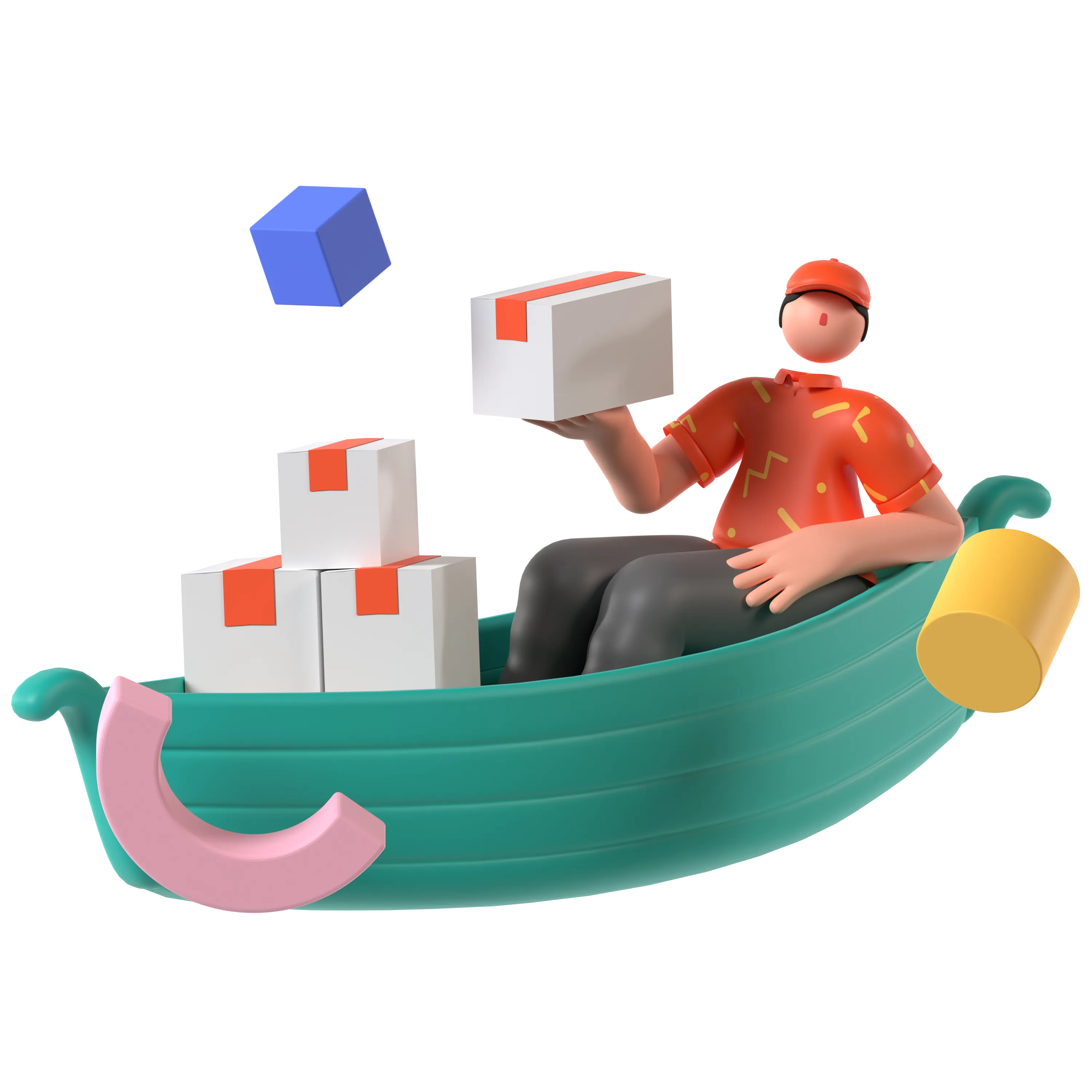 Ilustración 3D relacionada con software para logística y transporte