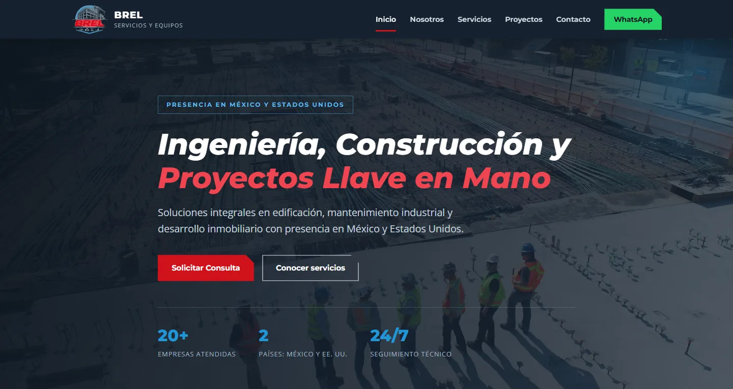 Captura del sitio de BREL Servicios y Equipos