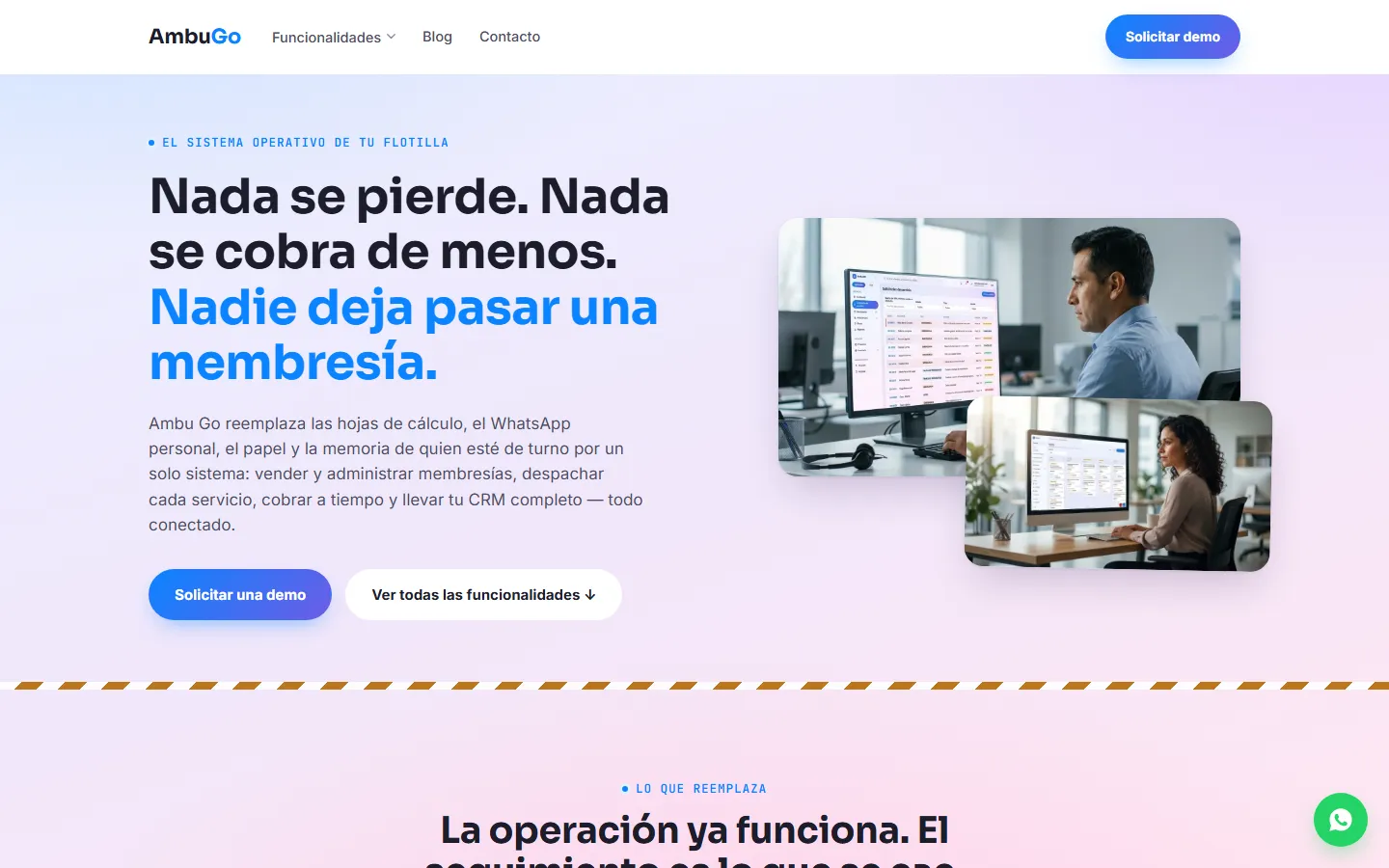 Captura del sitio de AmbuGO · GestorDeAmbulancias.com
