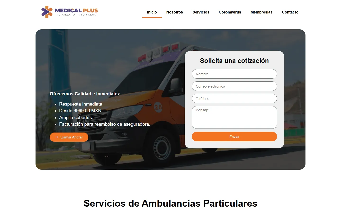 Captura del sitio de Medical Plus