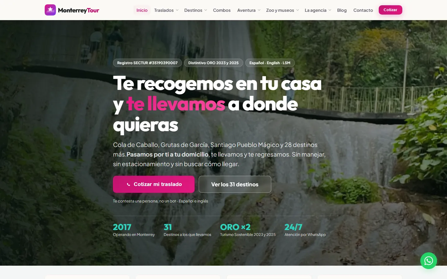 Captura del sitio de Monterrey Tour