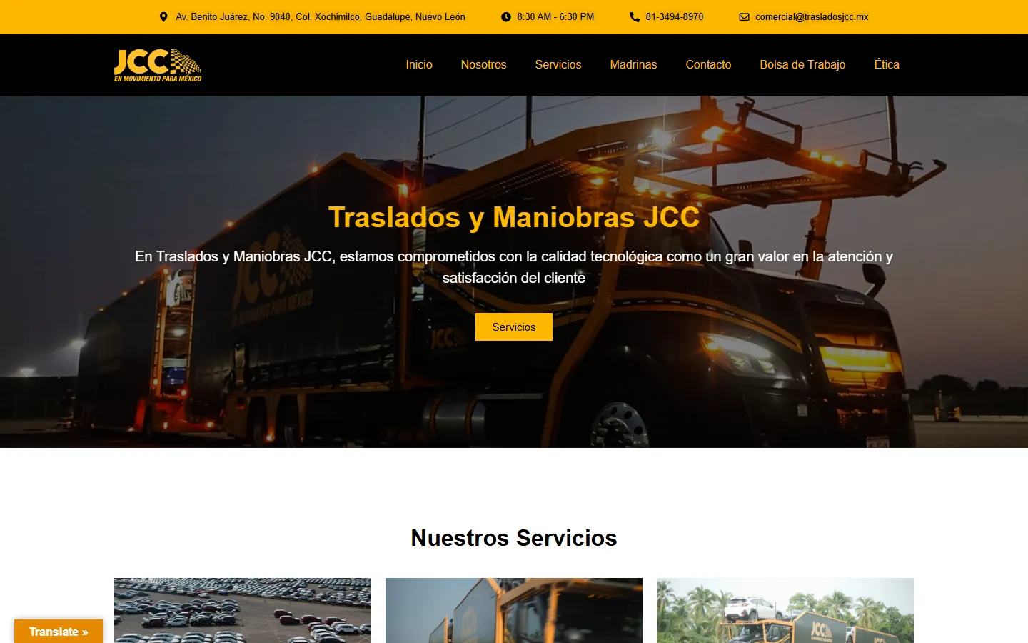 Captura del sitio de Traslados y Maniobras JCC